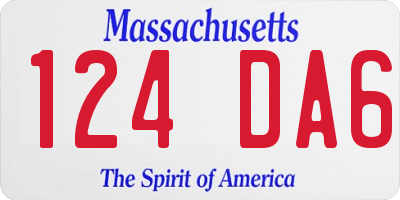 MA license plate 124DA6