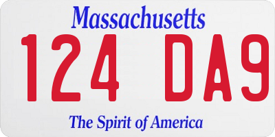 MA license plate 124DA9