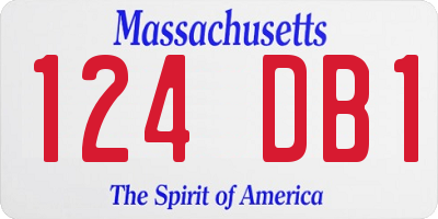 MA license plate 124DB1