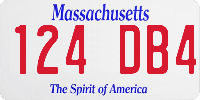 MA license plate 124DB4