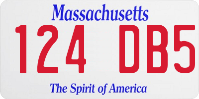 MA license plate 124DB5