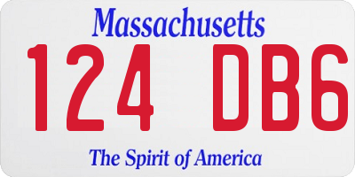 MA license plate 124DB6