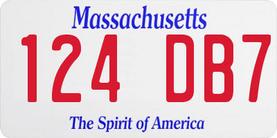 MA license plate 124DB7