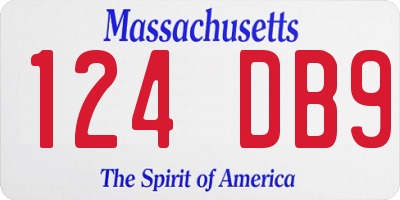 MA license plate 124DB9