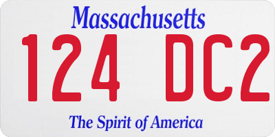 MA license plate 124DC2