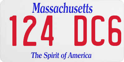 MA license plate 124DC6