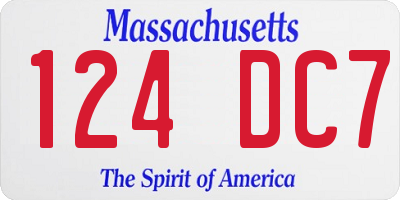 MA license plate 124DC7