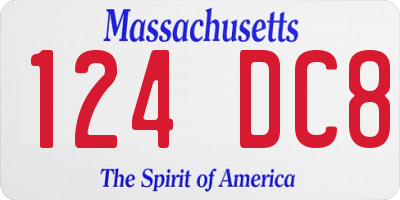 MA license plate 124DC8