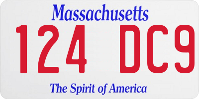 MA license plate 124DC9