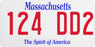 MA license plate 124DD2