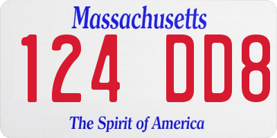 MA license plate 124DD8