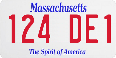 MA license plate 124DE1