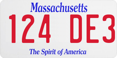 MA license plate 124DE3
