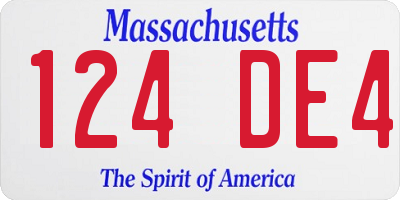 MA license plate 124DE4