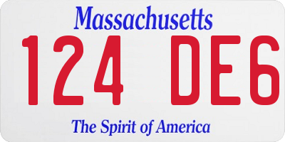 MA license plate 124DE6