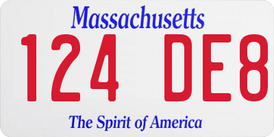 MA license plate 124DE8