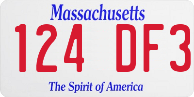 MA license plate 124DF3