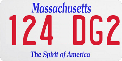 MA license plate 124DG2