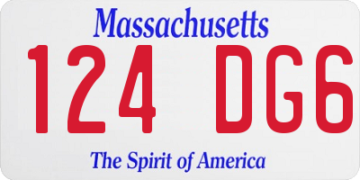 MA license plate 124DG6