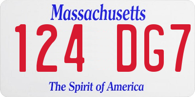 MA license plate 124DG7