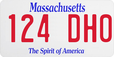 MA license plate 124DH0