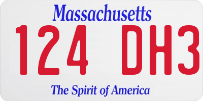 MA license plate 124DH3