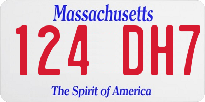MA license plate 124DH7