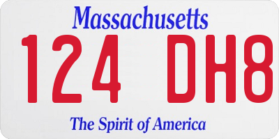 MA license plate 124DH8