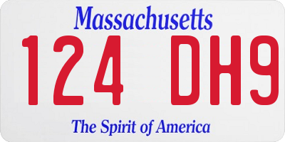 MA license plate 124DH9