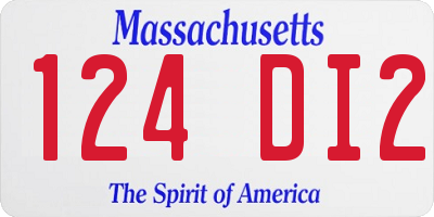 MA license plate 124DI2