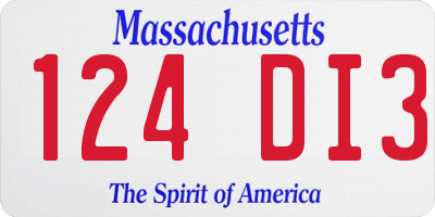 MA license plate 124DI3