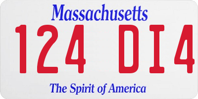 MA license plate 124DI4