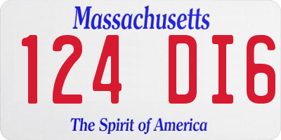 MA license plate 124DI6