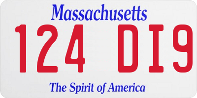 MA license plate 124DI9