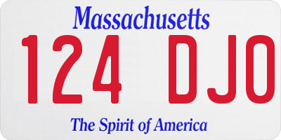 MA license plate 124DJ0