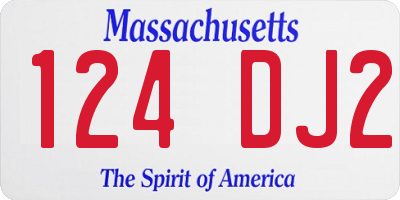 MA license plate 124DJ2