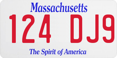 MA license plate 124DJ9