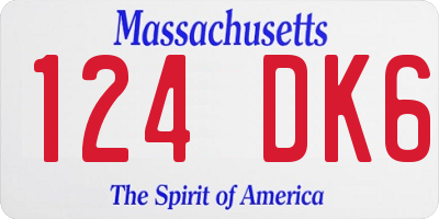 MA license plate 124DK6