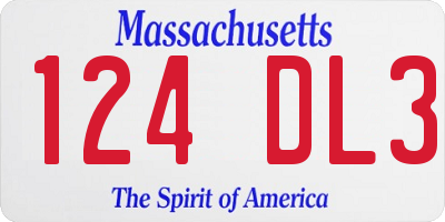 MA license plate 124DL3