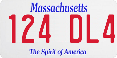 MA license plate 124DL4
