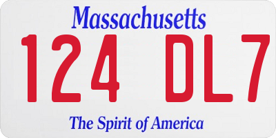 MA license plate 124DL7