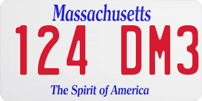 MA license plate 124DM3