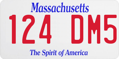 MA license plate 124DM5