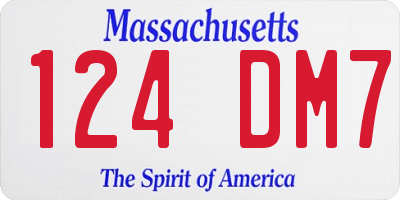 MA license plate 124DM7
