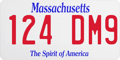 MA license plate 124DM9