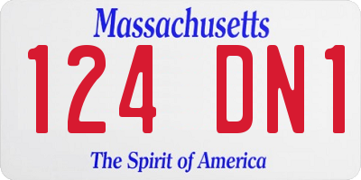 MA license plate 124DN1