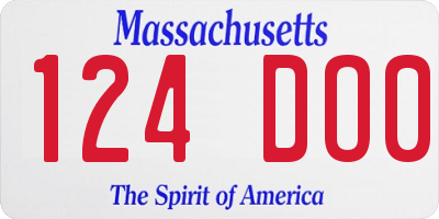 MA license plate 124DO0