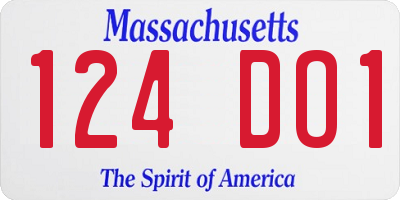 MA license plate 124DO1