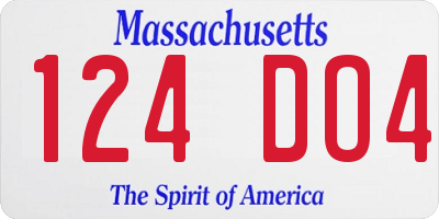 MA license plate 124DO4