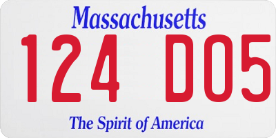 MA license plate 124DO5